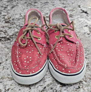 Pink lace style sperrys